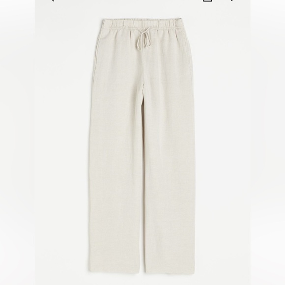 H&M Linen Blend Cream Pants - Picture 3 of 6